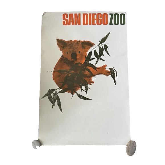 VTG San Diego Zoo Koala Poster Frye & Smith Studios 1960s Offset Original READ